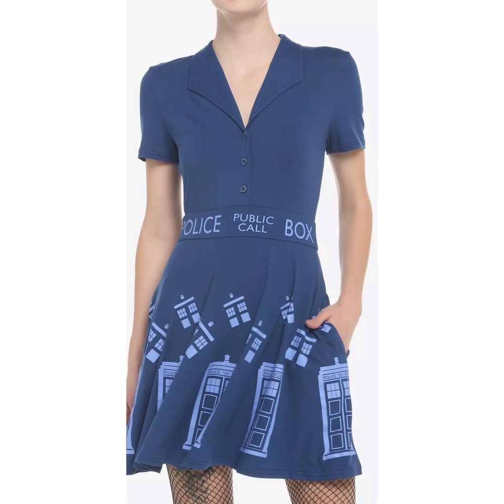 Her Universe Doctor Who TARDIS Dress Blue Short Sleeve 3X NWT Cosplay Costume
